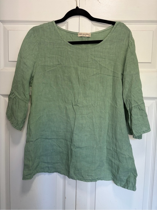 Terzo Millennio Tops - Linen Blouse Ruffle Sleeves TERZO MILLENNIO LARGE